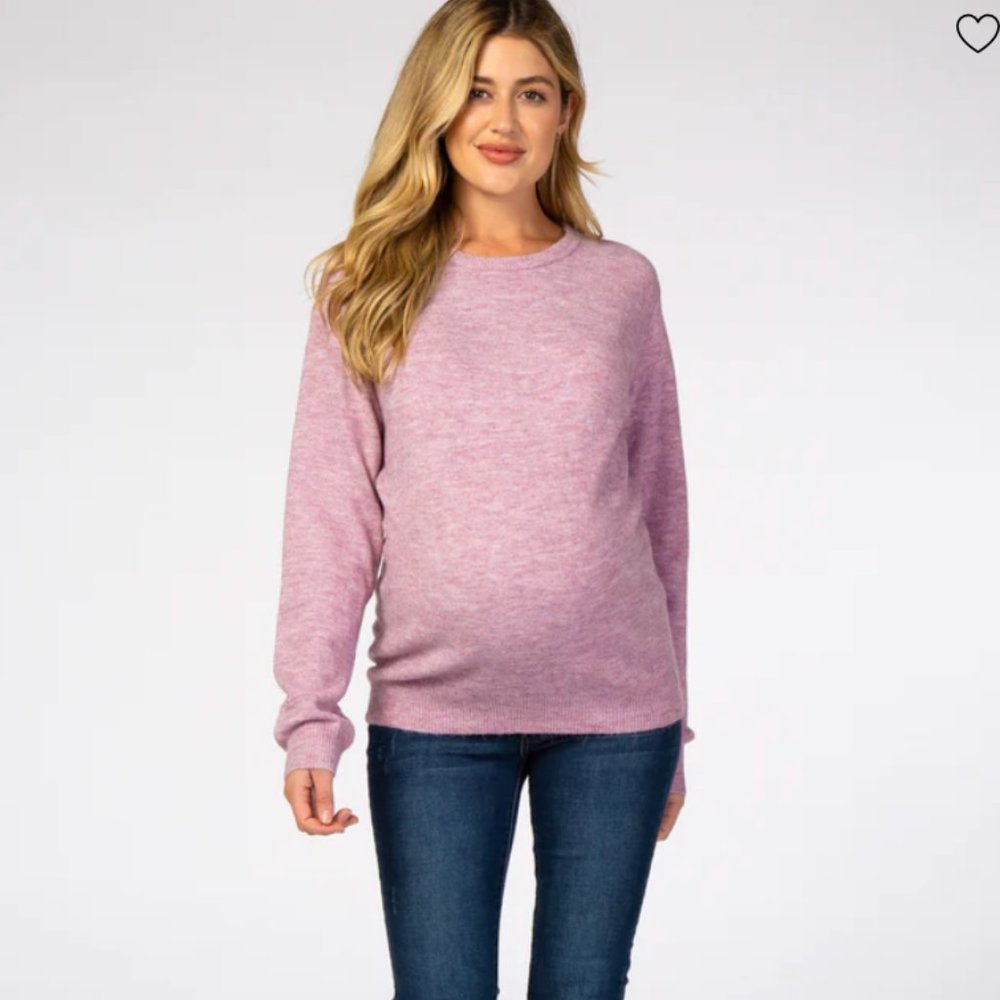 Lavender/Pink Brushed Knit Maternity Sweater